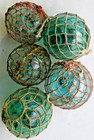 Japanese Blown Glass Floats 3-3 5  Lot Of 5 Antique Netted Fishing Usa Bz