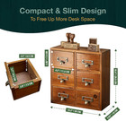 Vintage Card Catalog Drawers For Desktop - 6-drawer Mini Wood Desktop Cabinet Fo