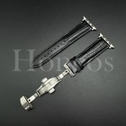 38-49 Mm Black Leather Lizard Band Strap For Apple Watch Series 10 9 8 7 6 5 4 3