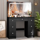 Large Vanity Makeup Dressing Table Set With 7 Drawer   Led Mirror Jewelry Desk