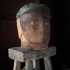 Antique Odd Fellows Ceremonial Mesh Wire Mask C 1900 With Head Cap Hand Painted