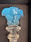 New Vintage Rosenthal Versace Medusa Lead Crystal Wine Stopper Frosted Blue Nib