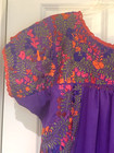 Mexican Oaxacan Embroidered Purple Midi Dress L