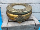 Vintage Gold Tone Oval Picture Fram Jewelry trinket Box  80s