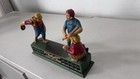 Antique Hometown Battery Baseball Mechanical Cast Iron Bank Working Made In Usa