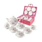 Jewelkeeper Porcelain Tea Set For Little Girls With Pink Picnic Basket  Flora   