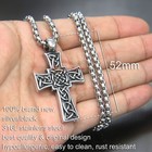 Men s Retro Stainless Steel Celtic Cross Filigree Irish Knot Necklace Pendant