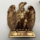 Vintage 1960s Brass Unbranded Eagle Bookends 1776 Patriotic Usa Heavy Pair