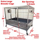 36  X-large Bird Parrot Breeder Rolling Cage Green Cheek Conure Grey Cockatiel