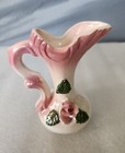 Vintage Porcelain Pink Rose Hand Painted Pitcher vase     5    Tall    pedal Is Broke