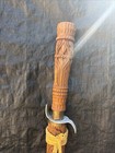 Vintage Thai Dha Sword Hand Carved Wood Scabbard Machete Burmese Signed