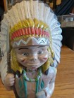 Ceramic Mold Hand-painted Statue Native American Indian Chief 14  Antique Vtg