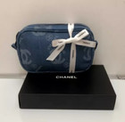 Chanel Parfums Denim Make Up Bag clutch With Original Box