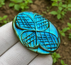 Natural Hand Carved Labradorite Cabochon 28 85 Cts Oval Floral Gemstone 29x19 Mm