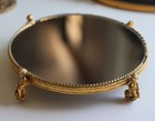 Vintage Vanity Tray French Ormolu Gold Angel Cherub Round Mirror Dresser 8 