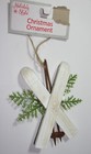5  Tall White Skis   Brown Poles Christmas Ornament Faux Birch Cone Greenery