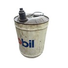 Vintage Mobil Oil Drum Metal Gas Can Industrial Petroliana Decor Made In Usa