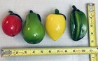 Vintage Murano Style Hand-blown Art Glass Fruits - Pear  Peach  Lemon  Starfruit