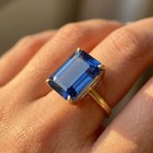 10 Ct Stone Natural Certified Blue Sapphire Ring 925 Sterling Silver Ring Size 9