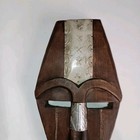 Vintage Ghana African Tribal Mask Hand Carved Wood   Metal