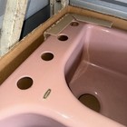 Vtg Cast Iron Kohler Pink Porcelain Double Basin Drop In Kitchen Sink 34    X 22   
