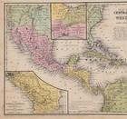 1852 Texas - Mexico - Florida - West Indies Map Original Cuba - Caribbean