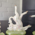 Vintage Trio Of 5  Gold Horned White Iridescent Unicorn Porcelain Figures