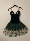 Womens Forest Green   Gold Professional Ballet Leotard W  Layered Tulle Tutu