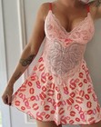New Brazilian Lip Print Chemise   Adjustable Panty Lingerie Set