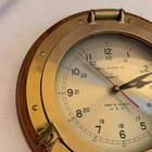 Vintage Bell Clock Co  Brass   Wood Quartz Porthole Ships Clock 13  Nautical
