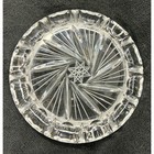 Vintage Heavy Cut Glass Ashtray Pinwheel Starburst Pattern 7 Inch Round