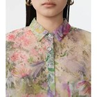 Women Floral Print Real 100  Silk Button Shirt Long Sleeve Thin Loose Blouse Top