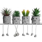 Artificial Succulent Potted Plant Set - Faux Office Desk Decor  Mini Plants For
