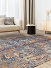 Modern Interiors Turkish Rug 6x9 Ft Elegant Abstract Blue And Orange Carpet
