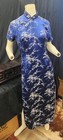 Vintage Royal Blue And Silver Chinese Cheongsam Brocade Dress