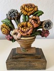 Vintage Hubley Cast Iron Flower Door Stop Flower Basket