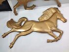 Vintage Mid Century Modern Horses Wall Decor Metal Painted Gold Pair