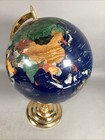 Beautiful Large 22  Tall Blue Lapis Gemstone World Globe On Polished Brass Stand