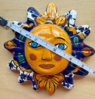 Talavera Ceramic Mexican Folk Art Sun Face Wall Decor Garden Hanging 6   Pottery