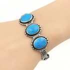 Vintage Southwestern Sterling Silver Turquoise 2 Strand Bracelet