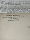 Dallas Tx 1958 Letter Capers Nursery Texas Correspondence Vintage Death Wishes