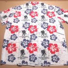 Hawaiian Shirt White Button Up Wounded Warrior Proj  Allover Print Men s Xl 