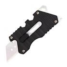 3  Black Tactical Manual Open Folding Pocket Knife Box Cutter Multi-tool Edc
