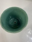 Vintage Mccoy Turquois Flower Pot  3 5   Leaf   Quilted Diamond Attached Saucer
