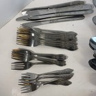 Unbranded Stainless Steel Flatware Lot Of 63 Vintage Silverware Floral Pattern