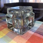 Vintage Heavy Clear Lead Crystal Square Inkwell Inkpot 2 75  X 2 75  With Lid