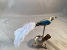 Very Rare Vintage Hand Blown Mercury Glass Clip On Bird - Tall Spring