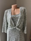 Alex Evenings Sequin Long Dress Jacket Size 10 Mother Of The Bride Wedding Sage