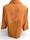 Vintage 100  Silk Embroidered Botanical Blouse Copper Burnt Orange Y2k Art Top L