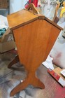 Vintage Wooden Standing Sewing Box With Legs And Double-hinged Lid